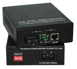 AC / DC Güç Kaynağında Dahili 10M / 100M Power Over Ethernet PSE Ortam Dönüştürücü